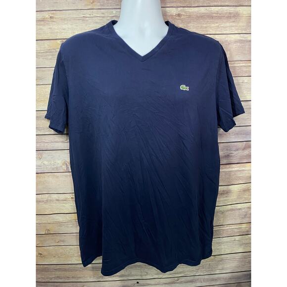 Lacoste V-Neck T-Shirt Men’s Size XL Blue Embroidered Crocodile Logo - Picture 1 of 6